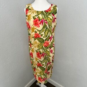 Y2K Tropical Floral Midi Dress  Leslie‎ Fay Vintage 90s Resort Cruise Look